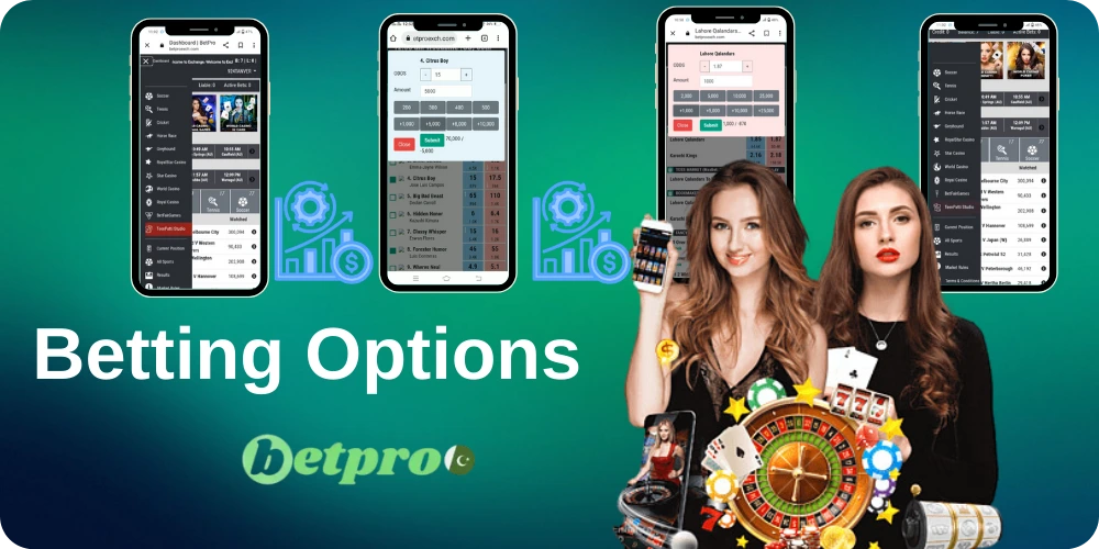 Top sports betting features on dashboard Betpro app